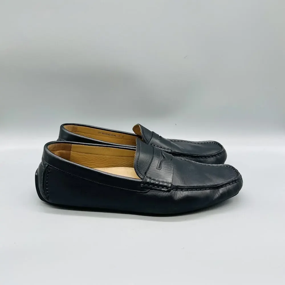 Bally Shoes Mens 9 Black Leather Driving Penny Loafers Slip On Casual Comfort